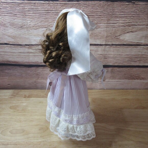 Paradise Galleries 14" Porcelain Doll Victorian Style Dress with Stand - Picture 7 of 10